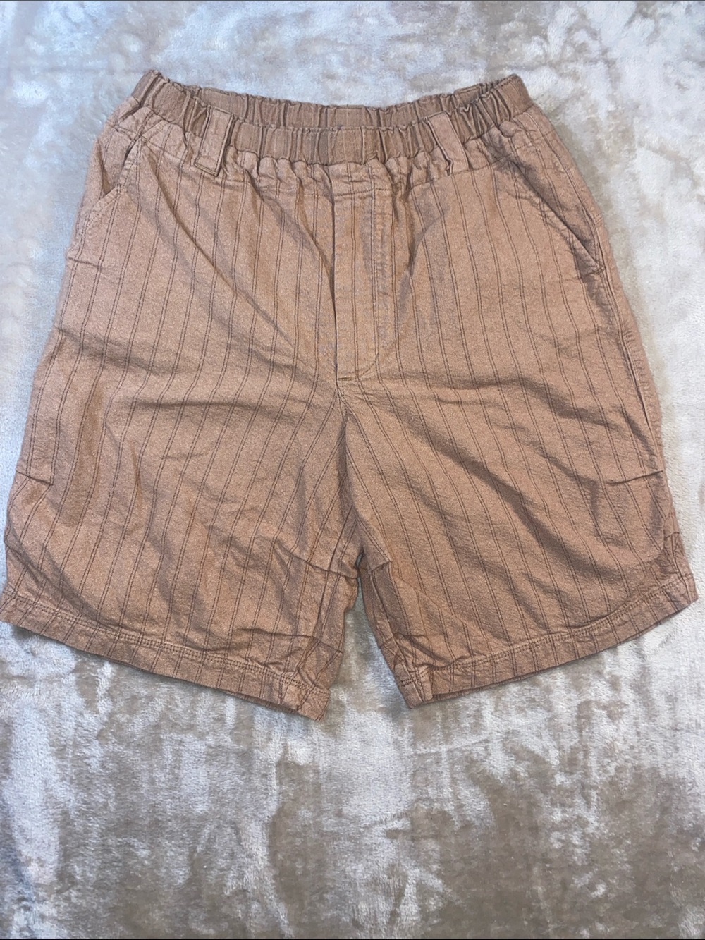 Free People Men's Striped Elastic-Waist Shorts — Rust Brown